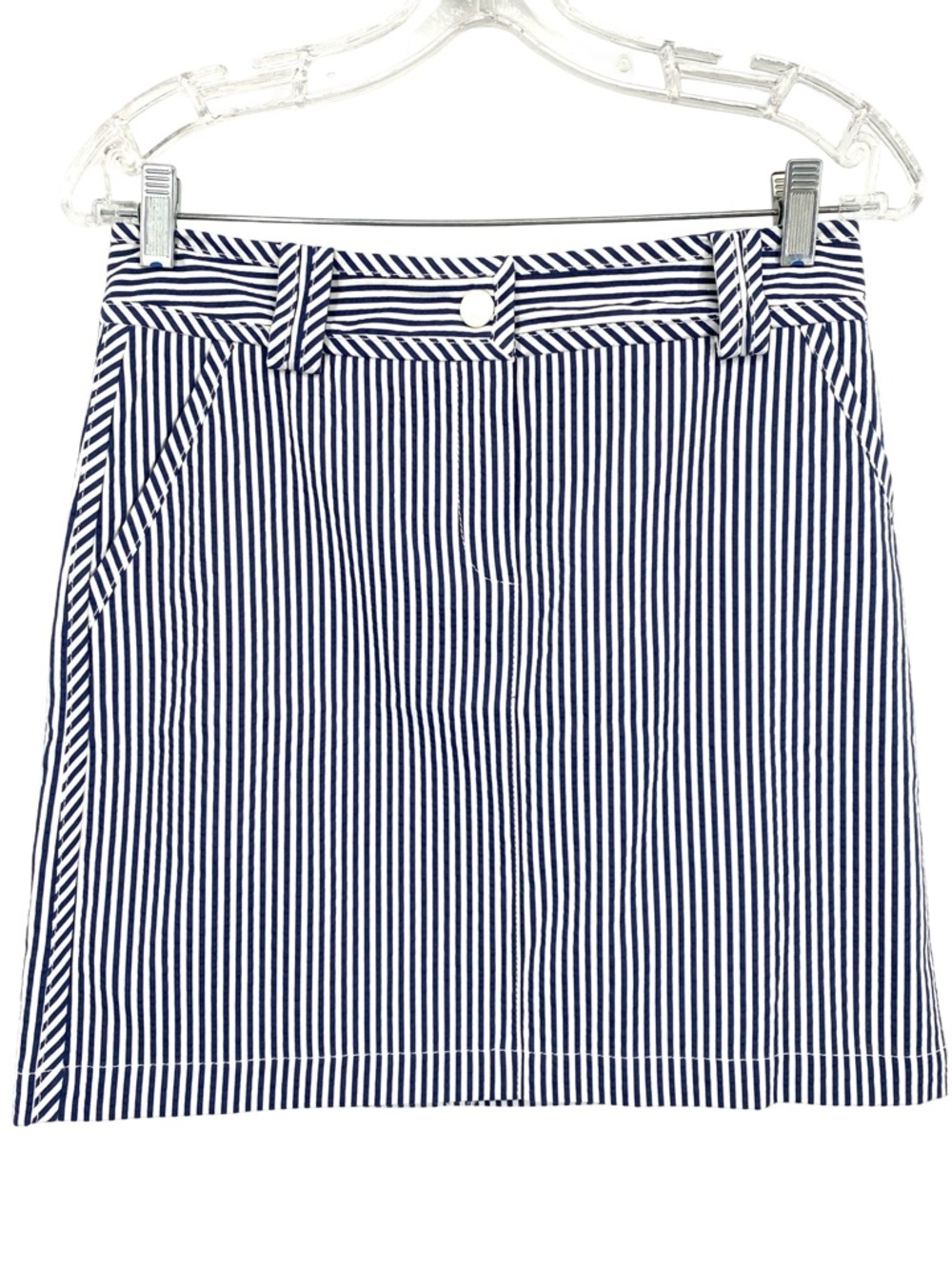 Worth Blue and White Stripe Mini Skirt Size 4